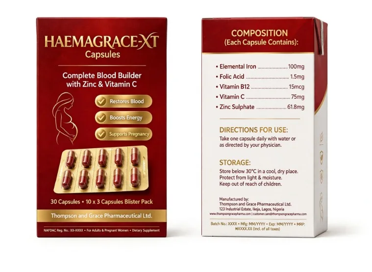 Haemagrace XT capsule carton, front and back